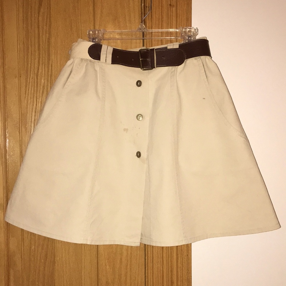 European Miniskirt khaki A-line belt included